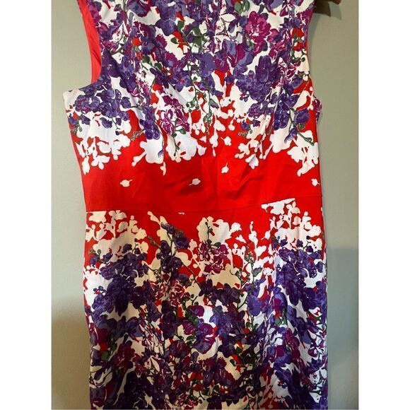 Adrianna Papell Women’s Size 12 Sheath Dress Fit and Flare Floral Print Cotton - Picture 5 of 12